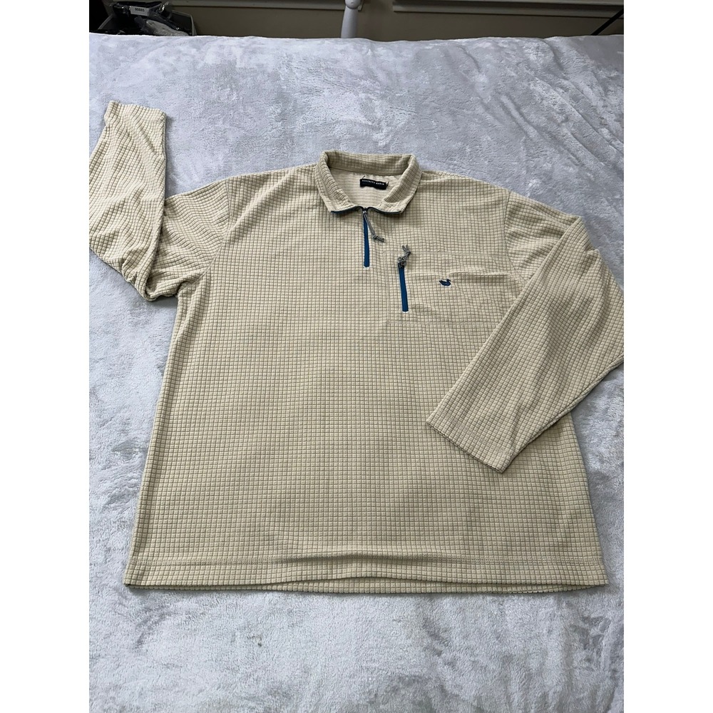 Southern Marsh Fieldtec Pullover Mens 2XL Tan Waffle Grid Quarter Zip Fleece Top